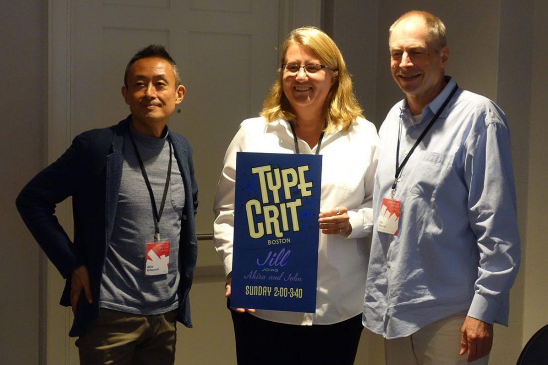 2017 TypeCon Type Crit judges John Downer, Akira Kobayashi and Jill Pichotta