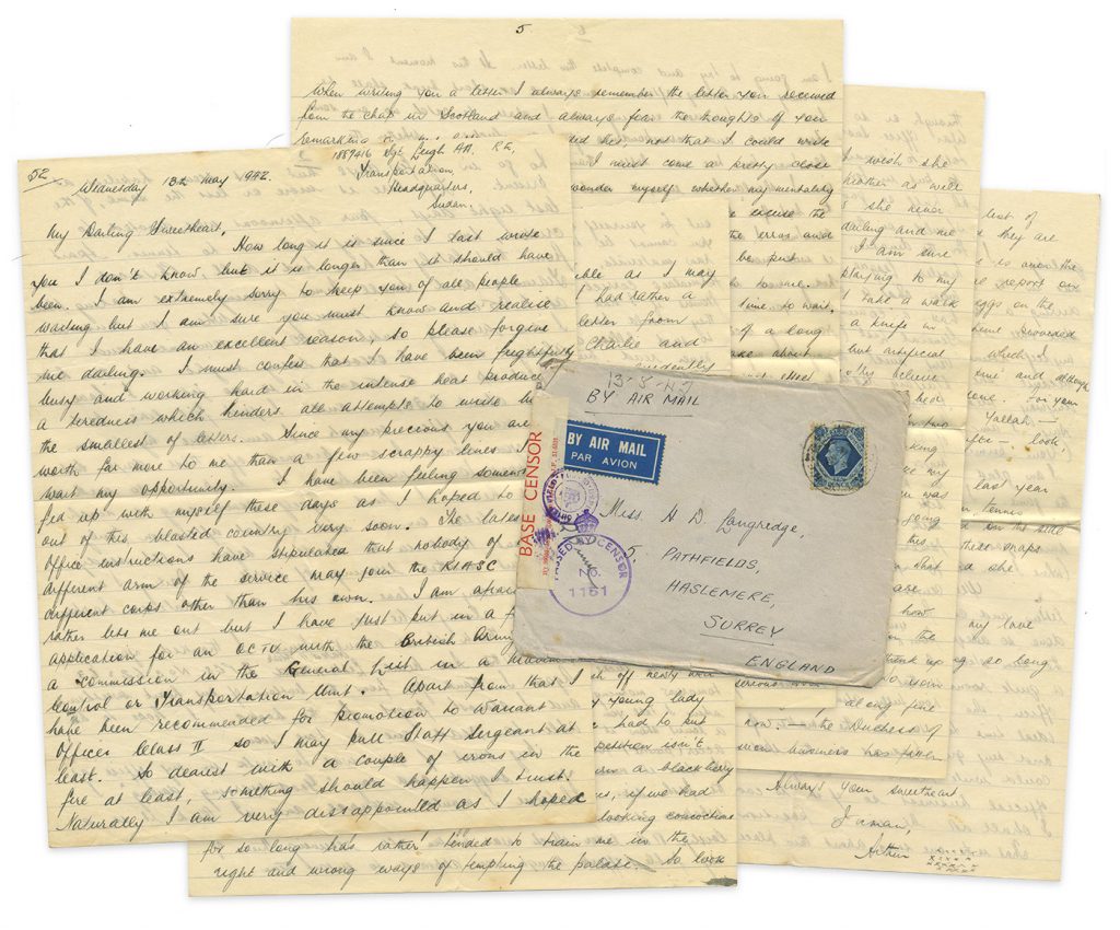 10-page handwritten letter written by love-lorn British soldier stationed in Sudan, May 1942