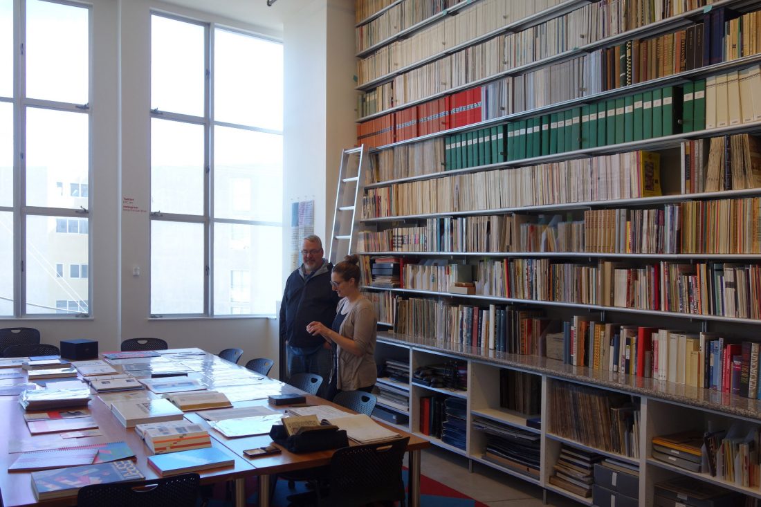 Reading Room, Letterform Archive, San Francisco. In front is curator Kate Long